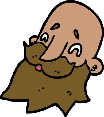 Bir insan tarafından çizilmiş sakallı karikatür adam.