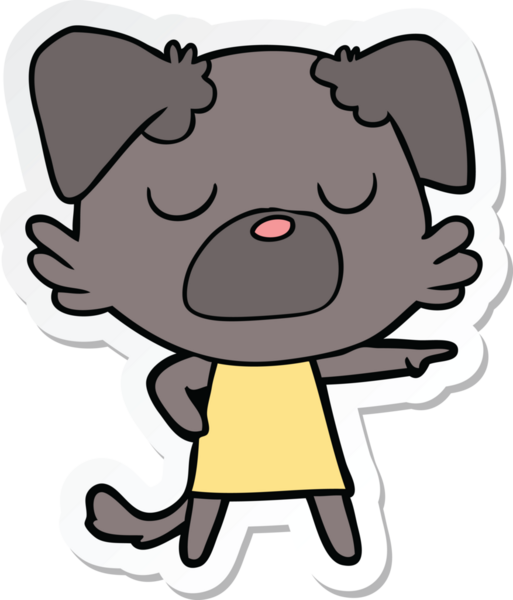 Bir insan tarafından çizilmiş bir köpeğin çıkartması.