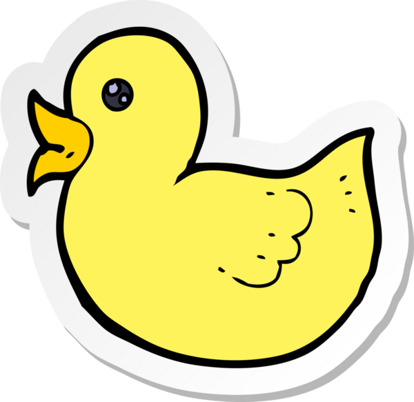 Bir insan tarafından çizilmiş plastik ördeğin çıkartması.