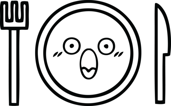 Bir insan tarafından çizilmiş bir yemek tabağının karikatürü.