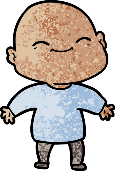 Bir insan tarafından çizilmiş mutlu, kel adam.