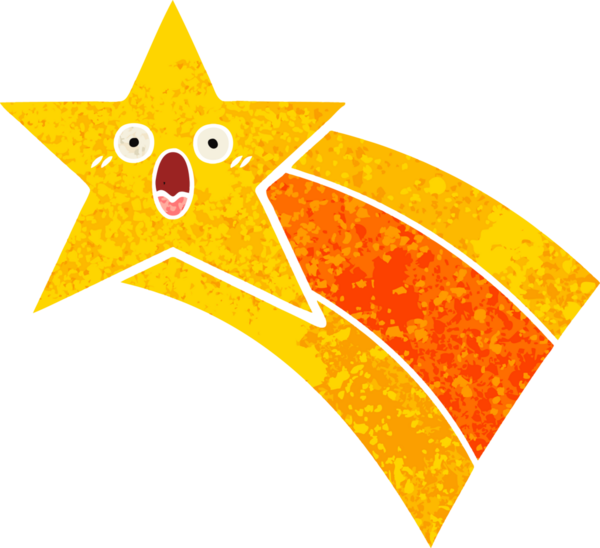 Bir insan tarafından çizilmiş gökkuşağı yıldızının retro çizim tarzı karikatürü