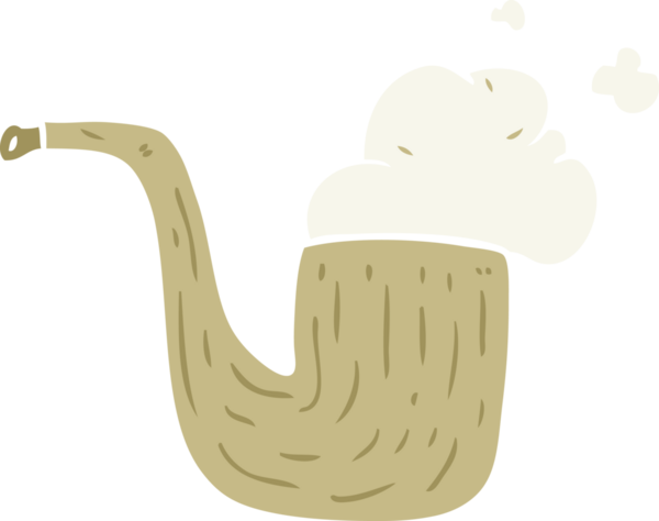 Bir insan tarafından çizilmiş düz renk çizgi film piposu