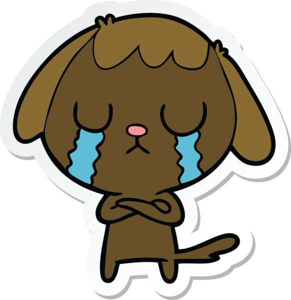 Bir insan tarafından çizilmiş şirin bir köpeğin çıkartması.