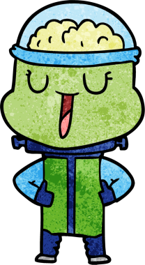 Bir insan tarafından çizilmiş mutlu çizgi film robotu