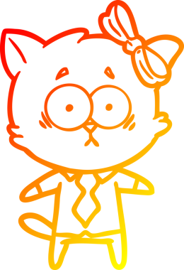 Bir insan tarafından çizilmiş çizgi film kedisinin sıcak çizgi çizimi