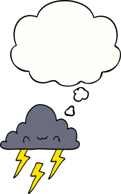 Bir insan tarafından çizilmiş düşünce baloncuklu karikatür fırtına bulutu