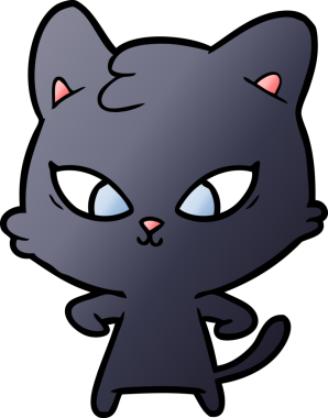 Bir insan tarafından çizilmiş sevimli çizgi film kedisi.