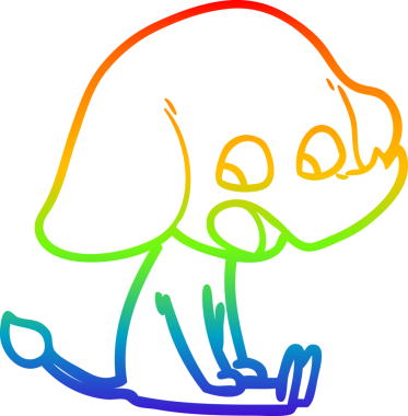 Gökkuşağı gradyan çizgisi bir insan tarafından çizilmiş şirin bir fil çizimi