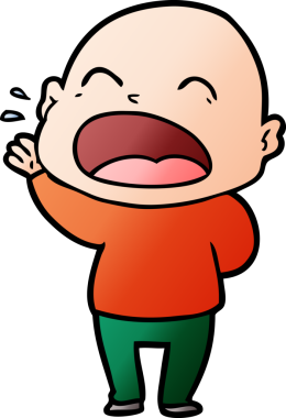 Bir insan tarafından çizilmiş kel adam diye bağıran çizgi film.