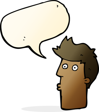 Bir insan tarafından çizilen konuşma baloncuğu ile bir adamı şaşırtan çizgi film.