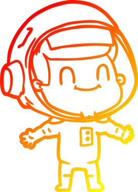 Bir insan tarafından çizilmiş mutlu bir astronot çizgi roman çizimi.