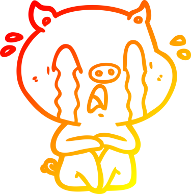 Bir insan tarafından çizilmiş, ağlayan bir domuz çizgi filmi.