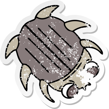 İnsan eliyle çizilmiş garip bir karikatür böceğinin sıkıntılı çıkartması.