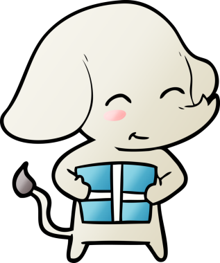 Bir insan tarafından çizilmiş sevimli çizgi film fili.