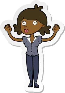 Bir insan tarafından çizilmiş bir karikatür kadının çıkartması.