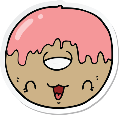 Bir insan tarafından çizilmiş şirin bir çörek etiketi.