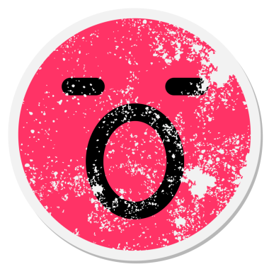 Bir insan tarafından çizilmiş basit bir bağıran yüz dairesel çıkartması