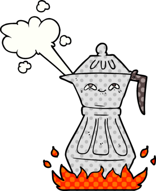 Bir insan tarafından çizilmiş kahve demliği.