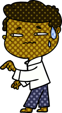 Çizgi filmdeki endişeli adam bir insan tarafından çizilmiş.