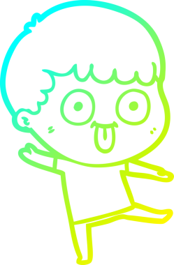 cold gradient line drawing of a cartoon dumb kid drawn by a human