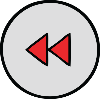 Bir insan tarafından çizilmiş geri sarma düğmesinin sevimli karikatürü