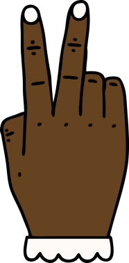 Retro Dövme Tarzı El kaldırma Bir insan tarafından çizilen iki parmak hareketi