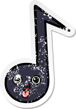 Bir insan tarafından çizilmiş şirin bir karikatür müzik notasının sıkıntılı çıkartması.