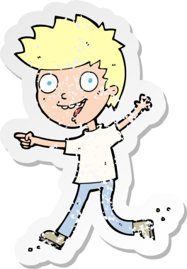 Bir insan tarafından çizilmiş, çılgın, heyecanlı bir çizgi filmin gerilimli çıkartması.