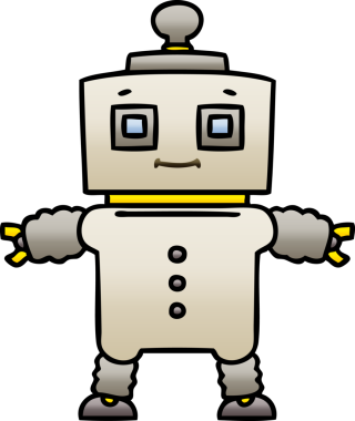 bir insan tarafından çizilmiş gölgelenmiş garip çizgi film robotu