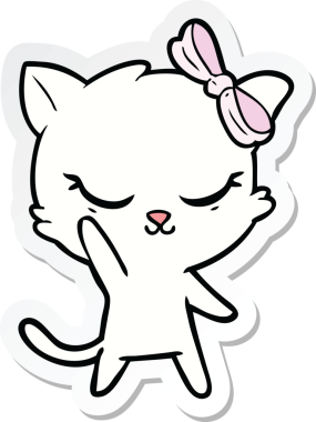 Bir insan tarafından çizilmiş şirin bir çizgi film kedisinin çıkartması.