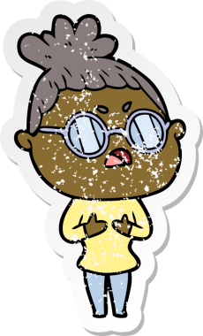 Bir insan tarafından çizilmiş bir karikatürün sıkıntılı çıkartması.