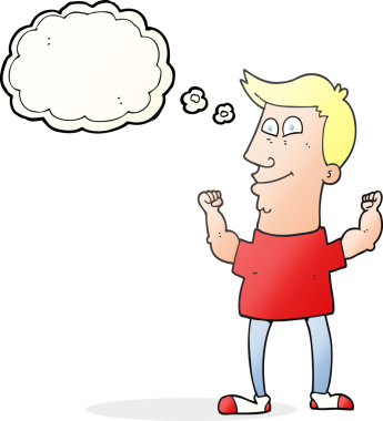 Bir insan tarafından çizilen serbest çizilmiş düşünce balonu karikatürü.