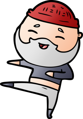 Bir insan tarafından çizilmiş mutlu sakallı bir adam.