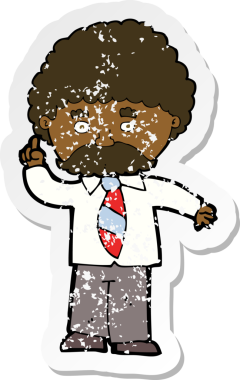 Bir insan tarafından çizilmiş bir çizgi film öğretmeninin gerilmiş çıkartması.