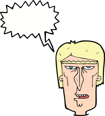 bir insan tarafından çizilmiş konuşma baloncuklu kızgın bir yüz.