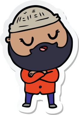 Bir insan tarafından çizilmiş sakallı bir karikatür adamın çıkartması.