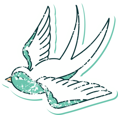 Bir insan tarafından çizilmiş bir kırlangıcın sembolik dövmesi.