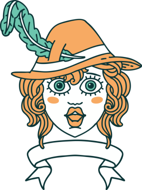 Retro Dövme Tarzı İnsan Ozan Karakteri Bir insan tarafından çizilmiş afiş