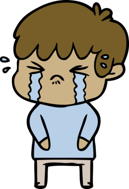 Bir insan tarafından çizilmiş ağlayan çizgi film çocuğu.