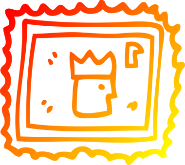 Bir insan tarafından çizilmiş bir karton pulun sıcak gradyan çizimi