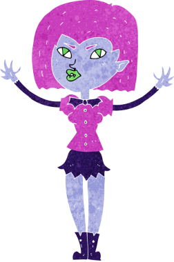 Bir insan tarafından çizilmiş vampir kız çizgi filmi.