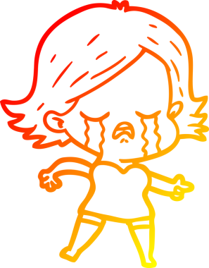 Bir insan tarafından çizilen ve ağlayan bir çizgi film kızı çizimi