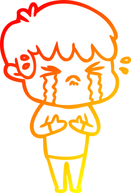 Bir insan tarafından çizilmiş, ağlayan bir çizgi film çocuğu çizimi.