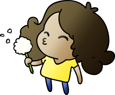 Bir insan tarafından çizilmiş kawai kızının gradyan çizimi.