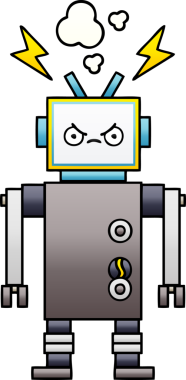 Bir insan tarafından çizilmiş bir robotun gölgelenmiş çizimi