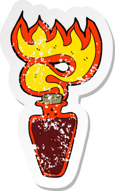 Bir insan tarafından çizilmiş bir karikatür iksirinin gerilimli yapıştırması.