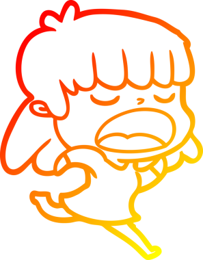 Bir insan tarafından yüksek sesle çizilmiş bir çizgi film kadını çizimi.