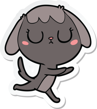 Bir insan tarafından çizilmiş şirin bir köpeğin çıkartması.