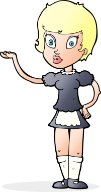 Bir insan tarafından çizilmiş çizgi film garsonu.